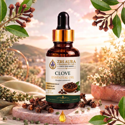 ZRS AURA Clove Essential Oil for Scalp Care, Hair Nourishment, Blemish-Prone Skin Care, Refreshing Aromatherapy & Home Fragrance | 100% Pure & Natural Undiluted Clove Oil