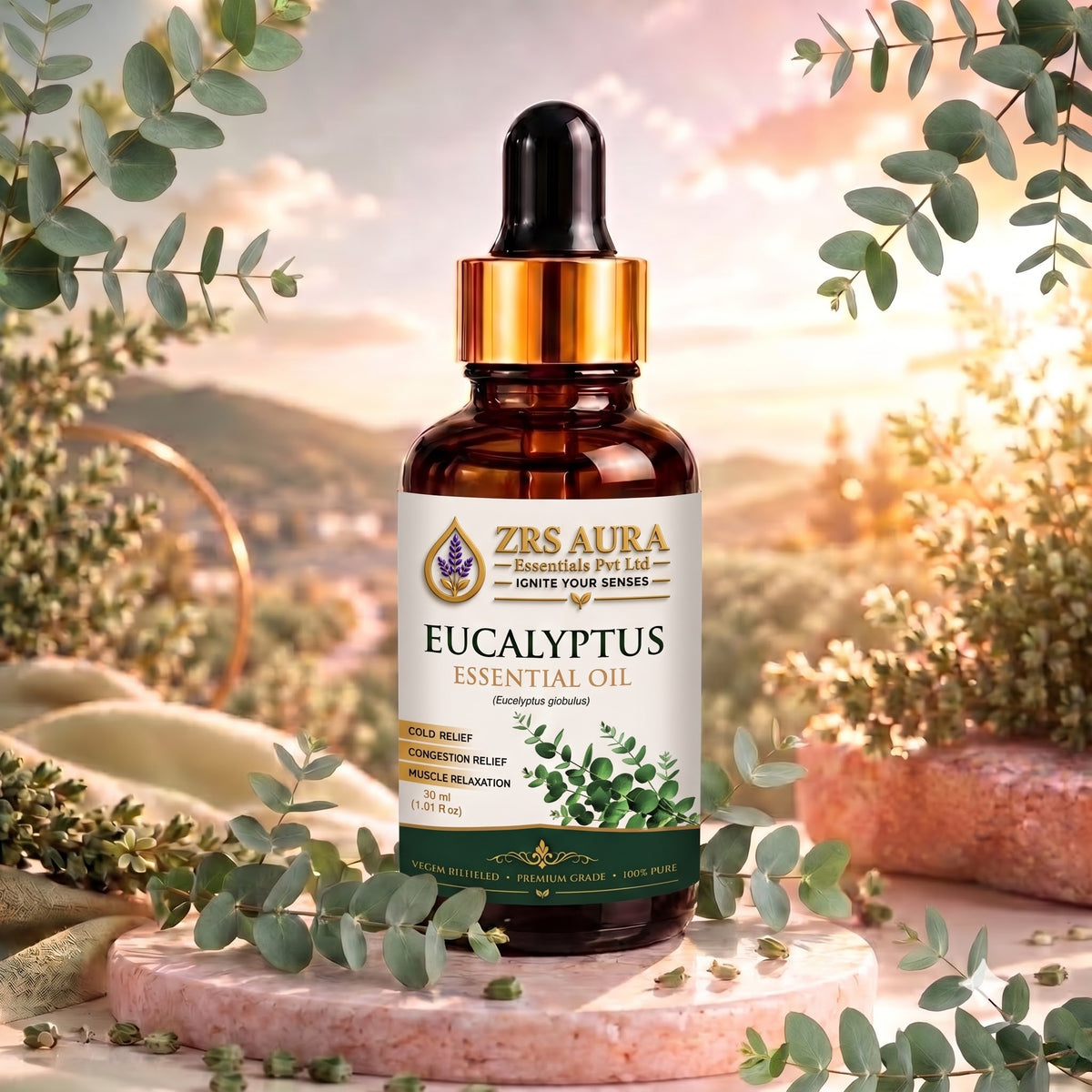 ZRS AURA Eucalyptus Essential Oil for Respiratory Aromatherapy, Refreshing Inhalation, Relaxation, Scalp Care & Oily Skin Care | 100% Pure & Natural Undiluted Eucalyptus Oil, 15ml