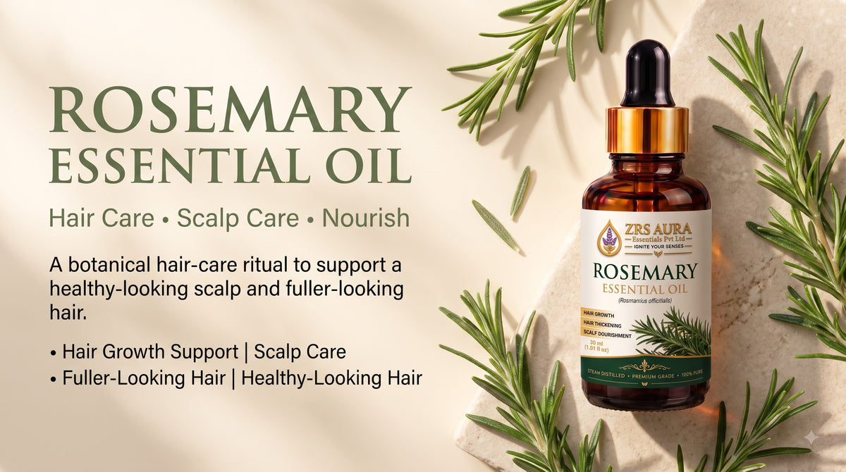 ZRS AURA Rosemary Essential Oil for Hair Growth, Hair Fall Control, Scalp Nourishment, Stronger Hair & Skin Care | 100% Pure & Natural Undiluted Rosemary Oil