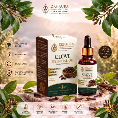ZRS AURA Clove Essential Oil for Scalp Care, Hair Nourishment, Blemish-Prone Skin Care, Refreshing Aromatherapy & Home Fragrance | 100% Pure & Natural Undiluted Clove Oil