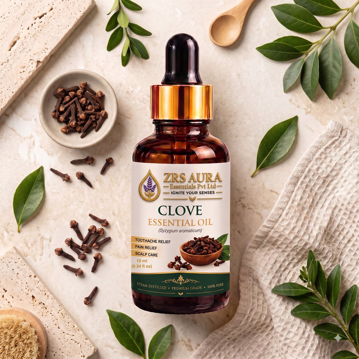 ZRS AURA Clove Essential Oil for Scalp Care, Hair Nourishment, Blemish-Prone Skin Care, Refreshing Aromatherapy & Home Fragrance | 100% Pure & Natural Undiluted Clove Oil