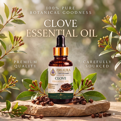 ZRS AURA Clove Essential Oil for Scalp Care, Hair Nourishment, Blemish-Prone Skin Care, Refreshing Aromatherapy & Home Fragrance | 100% Pure & Natural Undiluted Clove Oil