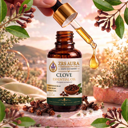 ZRS AURA Clove Essential Oil for Scalp Care, Hair Nourishment, Blemish-Prone Skin Care, Refreshing Aromatherapy & Home Fragrance | 100% Pure & Natural Undiluted Clove Oil