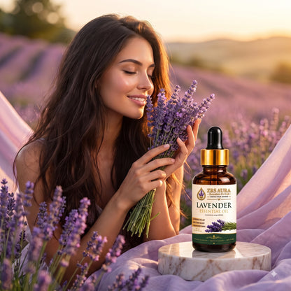 ZRS AURA Lavender Essential Oil for Relaxation, Stress Relief, Better Sleep, Skin Hydration & Hair Nourishment | 100% Pure & Natural Undiluted Lavender Oil, 15ml