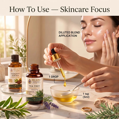 ZRS AURA Tea Tree Essential Oil for Acne-Prone Skin, Blemish Care, Scalp Health, Dandruff Control & Oily Skin Care | 100% Pure & Natural Undiluted Tea Tree Oil,
